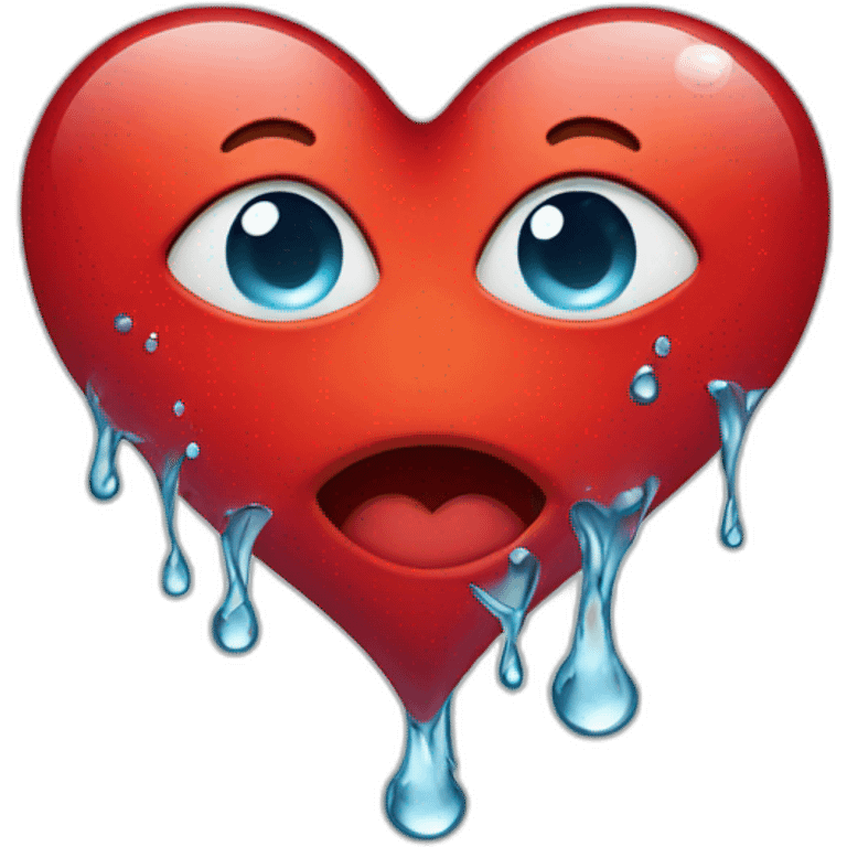 Red heart with a water tear emoji