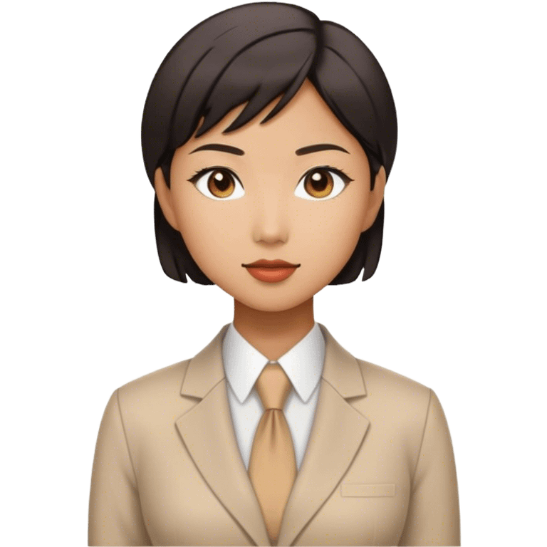 Short haired Asian female portrait, profession dressing emoji