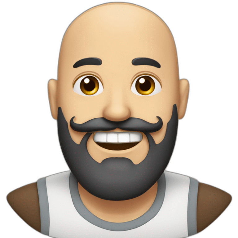 a happy bald man with moustache and long black beard emoji