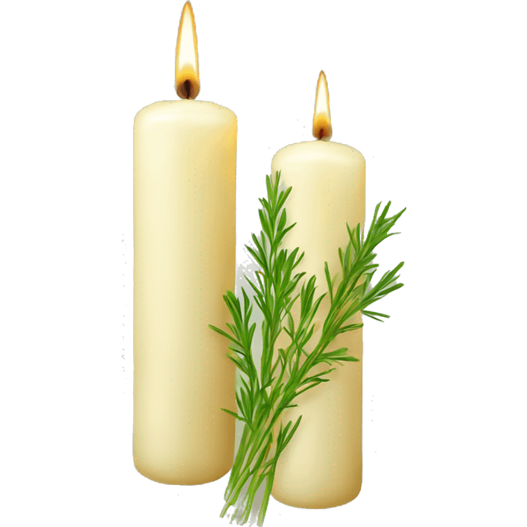 taper candles with herbs emoji