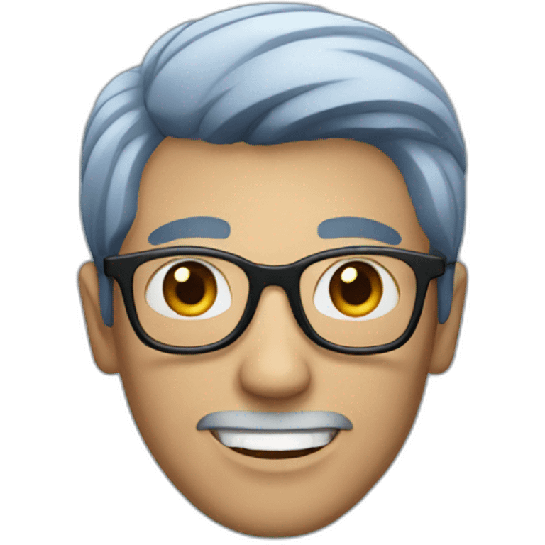 A man with a dark blue hair and wearing glasses  emoji