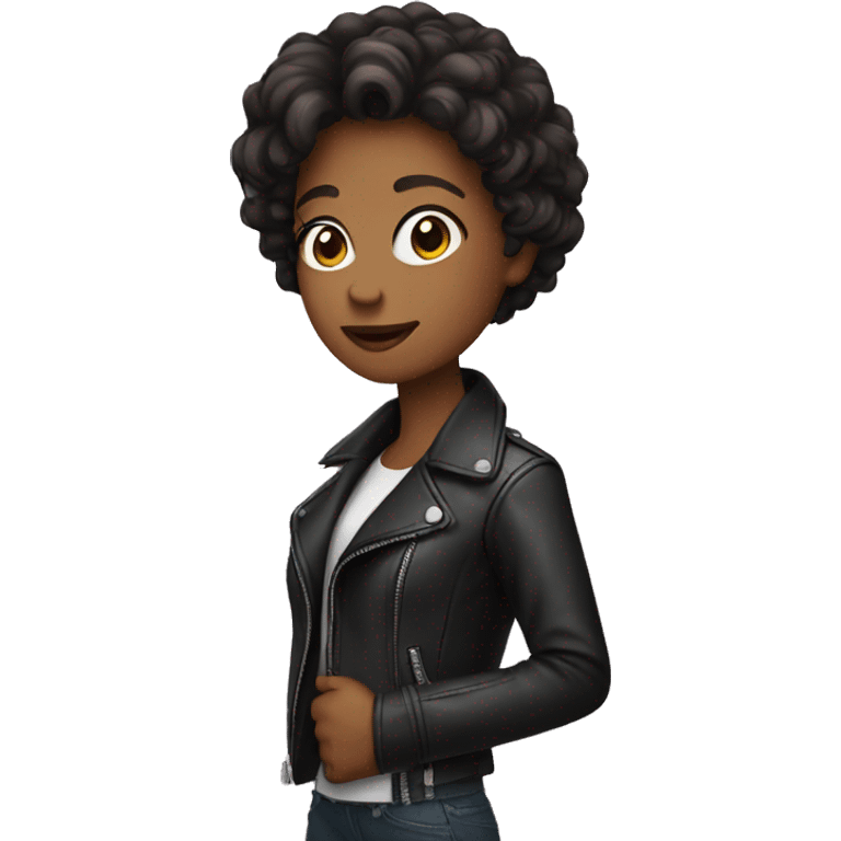  girl in leather jacket emoji