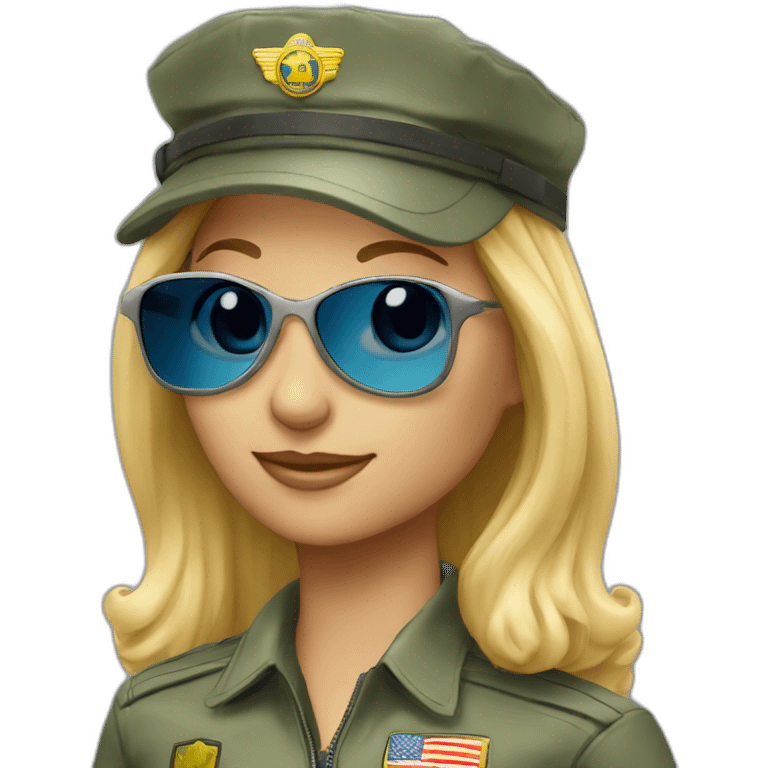 young long blonde hair female airplane Commander with sun glasses and cap emoji