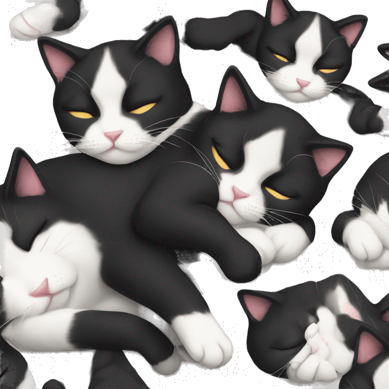 Tuxedo cat sleeping  emoji