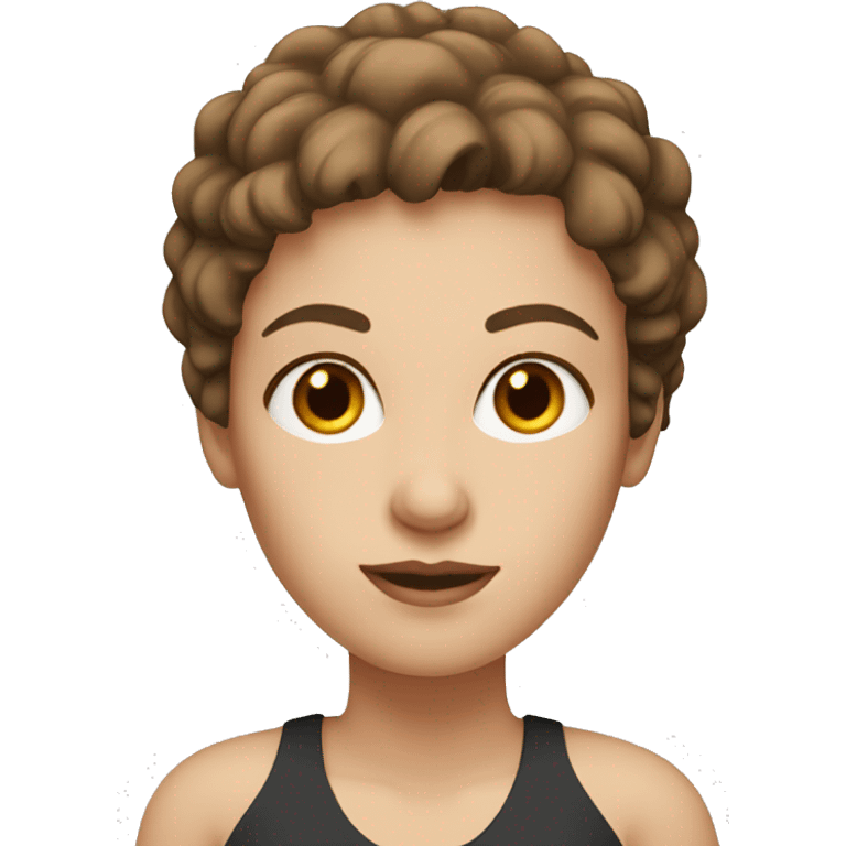 white woman with brown eyes, short brown hair emoji