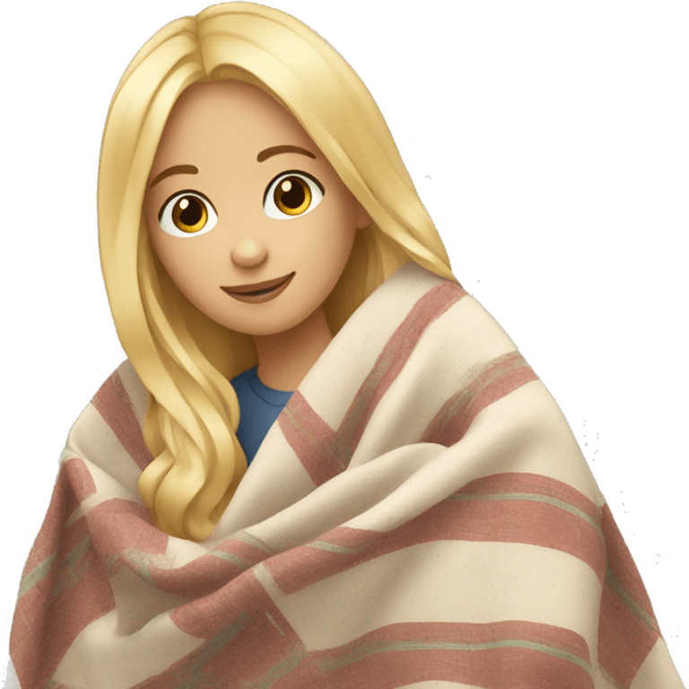 Blond girl with blanket emoji