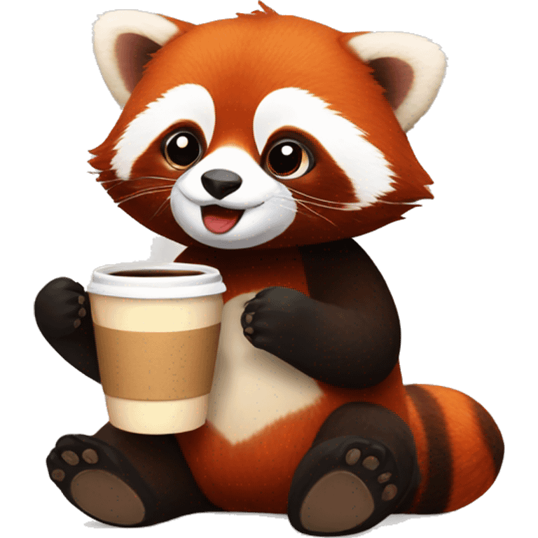 Red panda with coffee  emoji