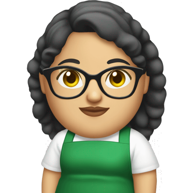 mexican chubby lady green apron  with glasses cooking tacos emoji