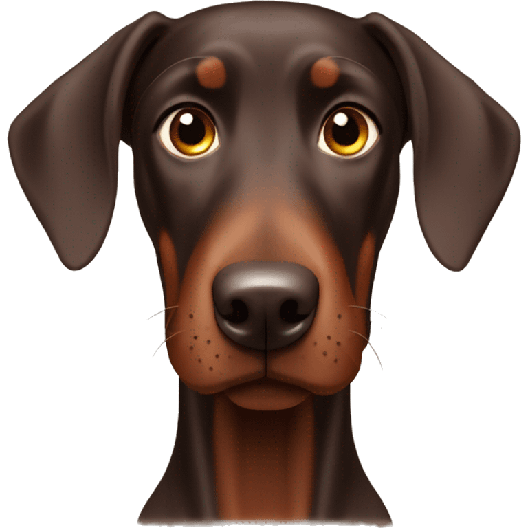 Male chocolate Doberman with floppy ears emoji