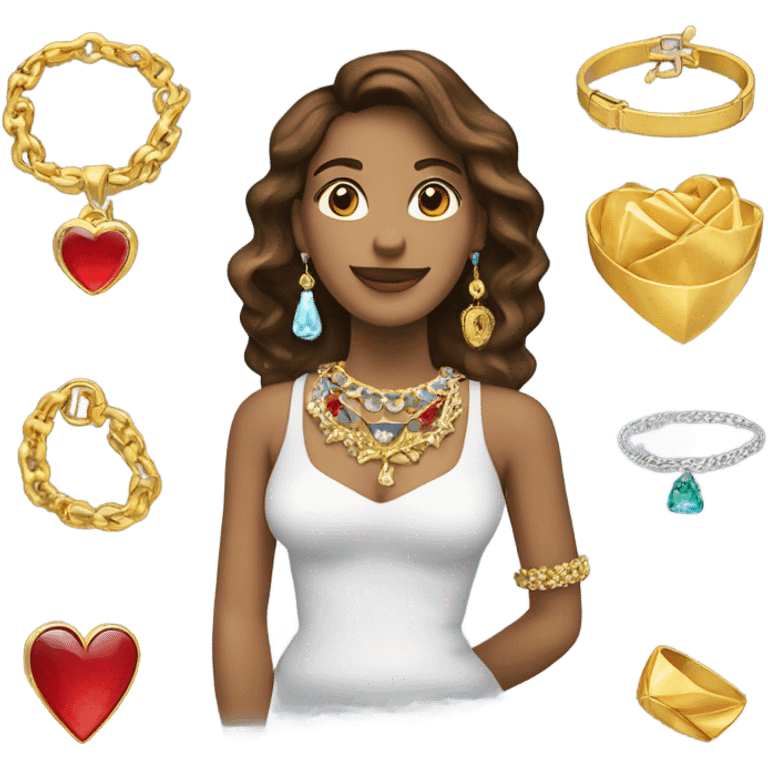 Joyas, collares, pulseras y dijes, todo en un joyero  emoji