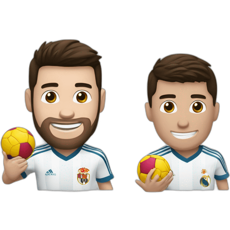 Messi y Cristiano Ronaldo chocando las manos emoji