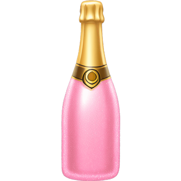 Pink sparkly champagne bottle with bubbles emoji