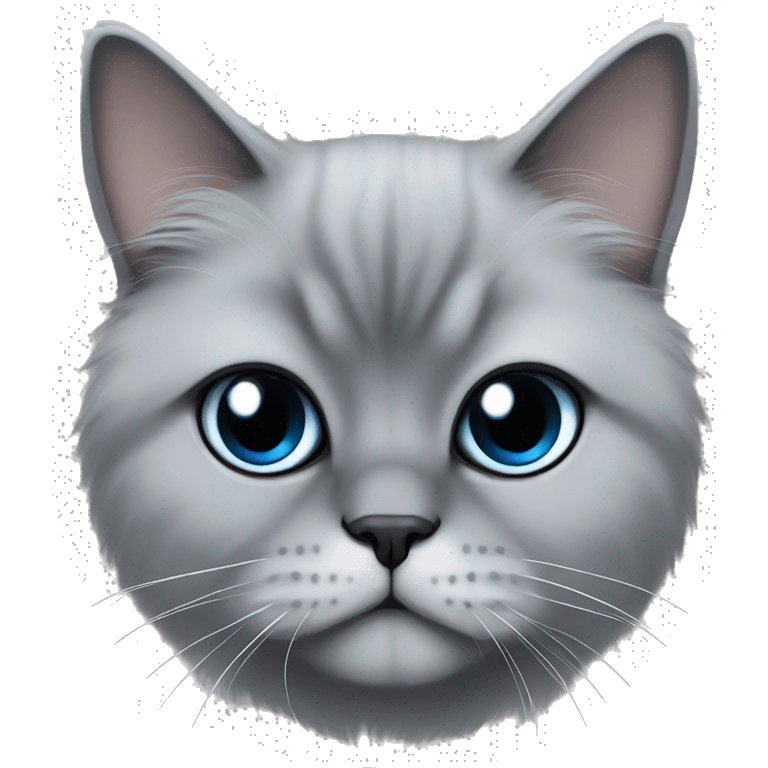 Blue eyed grey Persian cat with black ears emoji