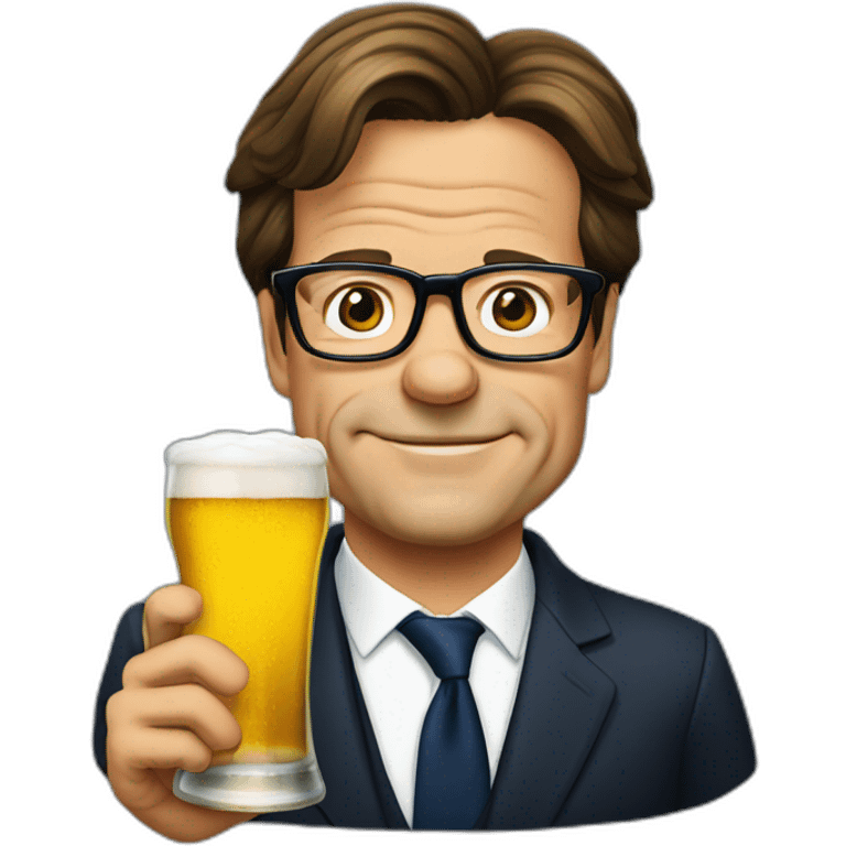 Mark rutte with glasses drinking beer emoji