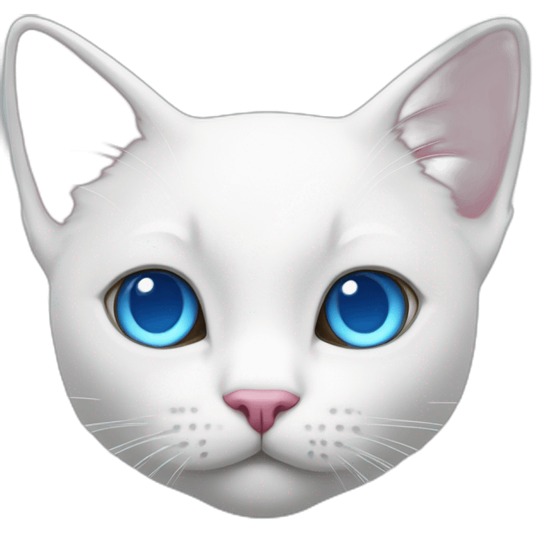 White cat with pink ears and blue eyes emoji