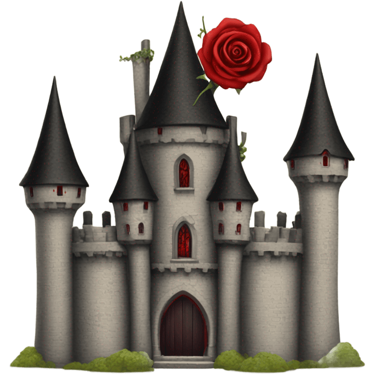 Black and red gothic castle with roses emoji