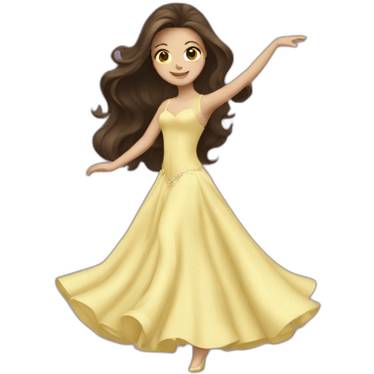 a brunette with long hair who dances ballroom dancing emoji