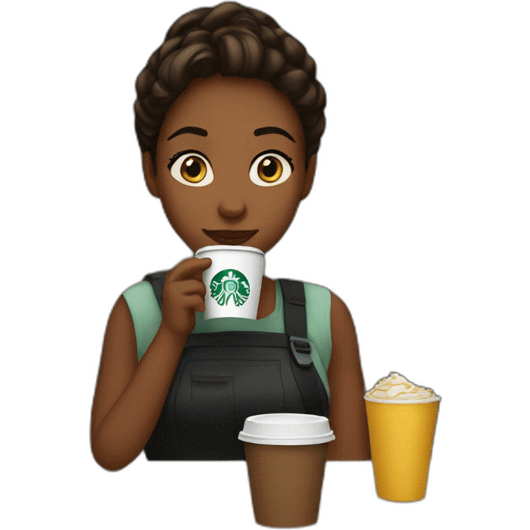 Girl-drinking-starbucks emoji