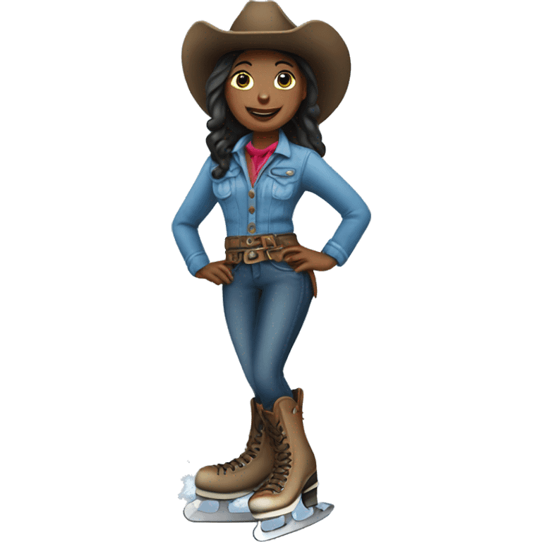 Ice skating cowgirl emoji