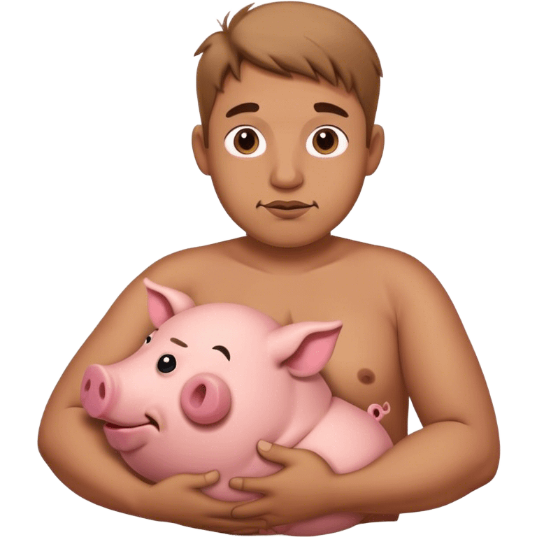 Pig face man holding belly emoji