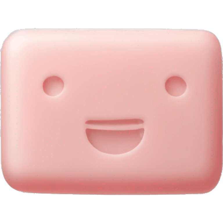 Light pink soap bar sitting on a soap holder emoji