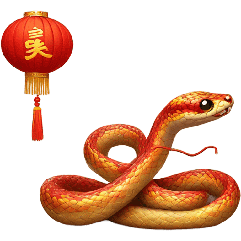 cute snake with chinese new year theme emoji