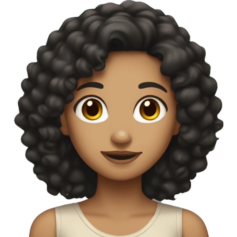 A tan girl with the black curly hair  emoji