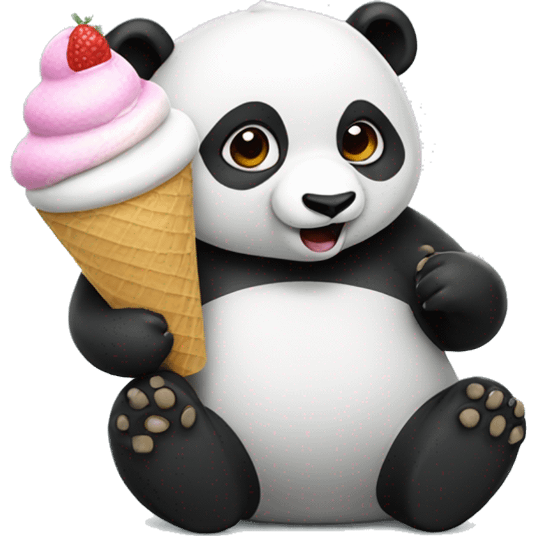 Panda eating ice cream emoji