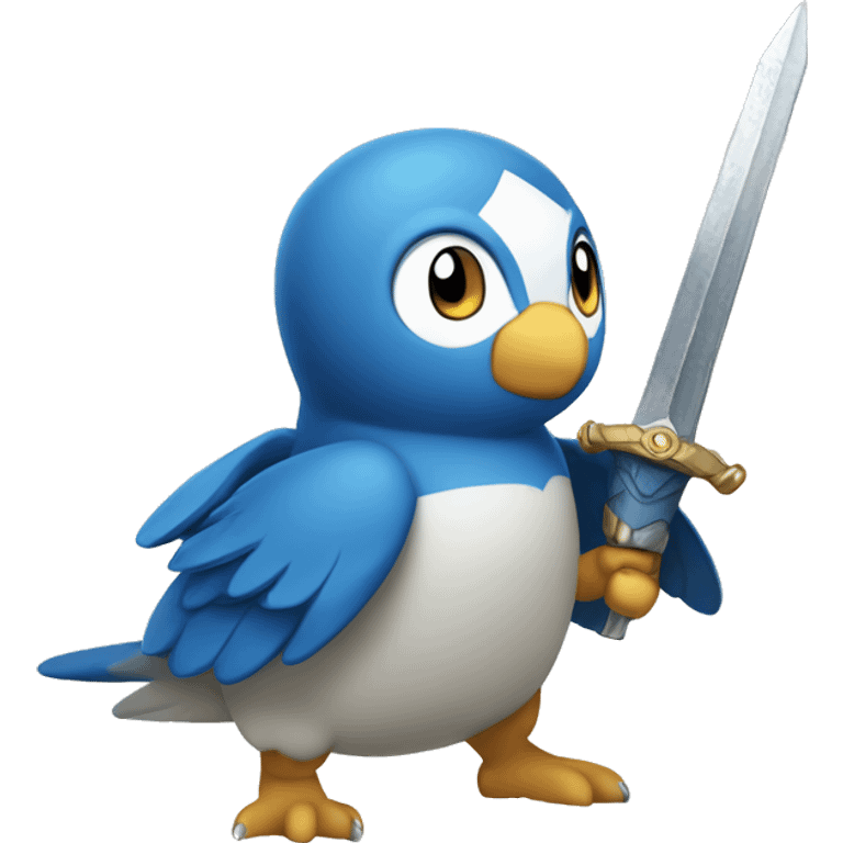 Piplup with a sword emoji