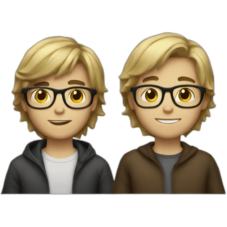 white blond and brown hair with glasses boy emoji