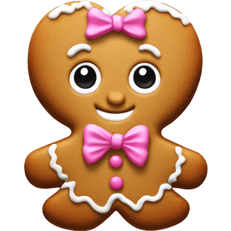 One Gingerbread cookie with pink bow emoji