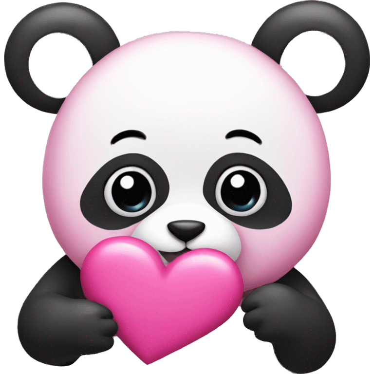 pink panda holding a pink heart  emoji