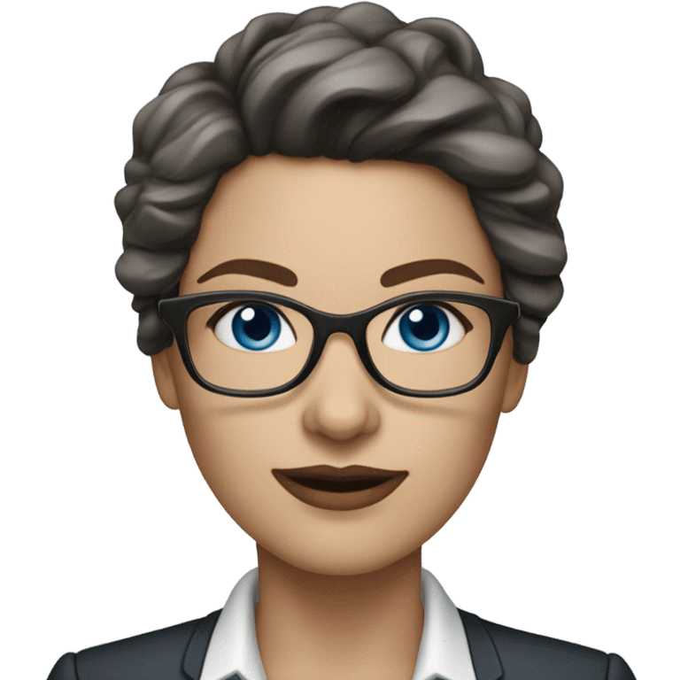 Dark Balayage hair up pale beautiful corporate woman with glasses and blue eyes emoji