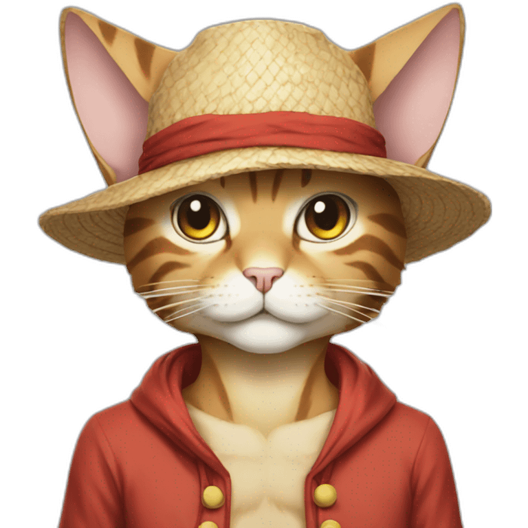 Cat-wearing-luffy-from-onepiece-anime-clothes emoji