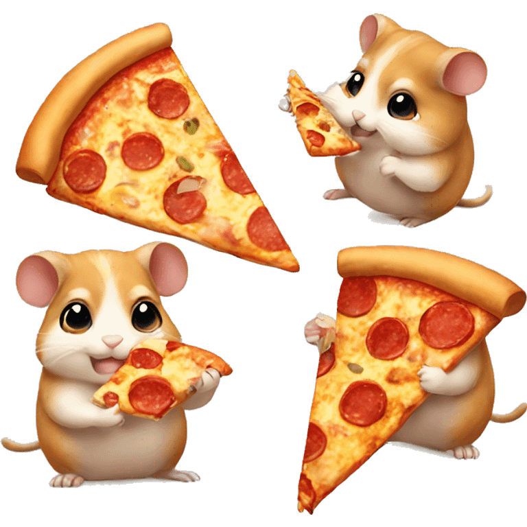 four hamsters eating pizza emoji