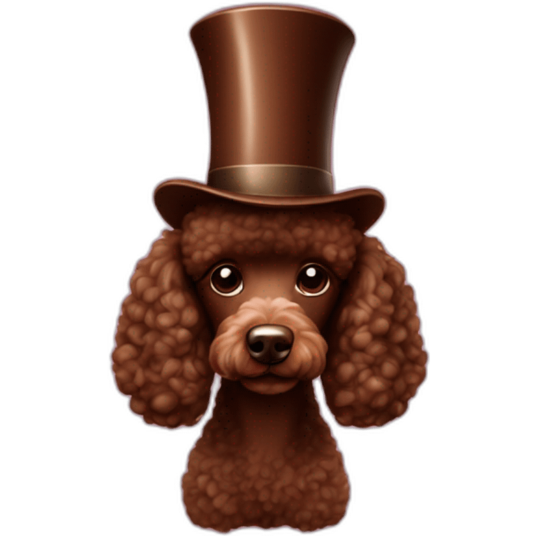 Chocolate poodle in cylinder hat emoji