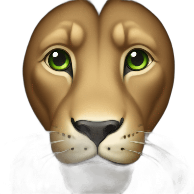 brown lion with a black  mane and green eyes emoji