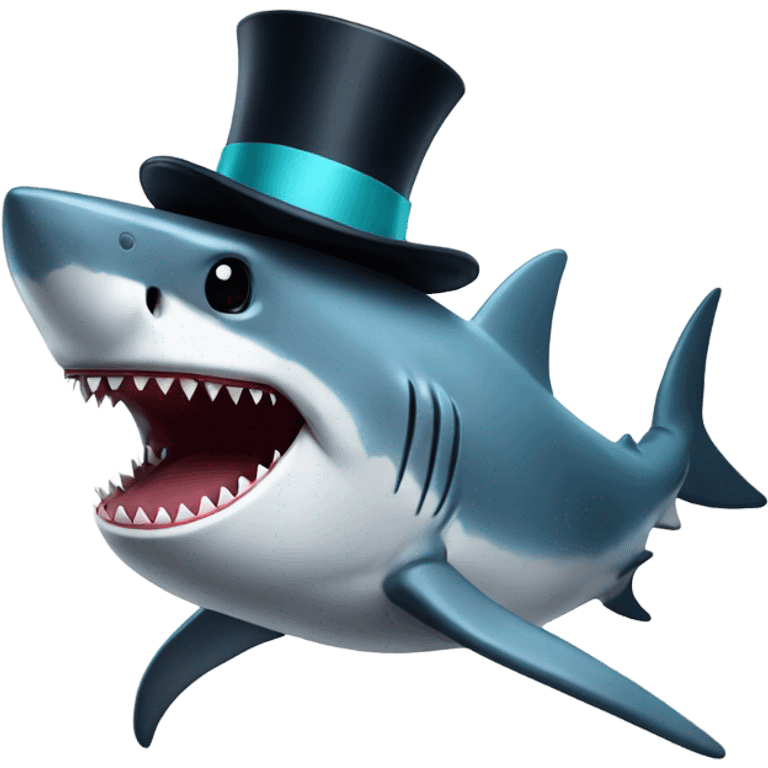 Shark with a top hat emoji