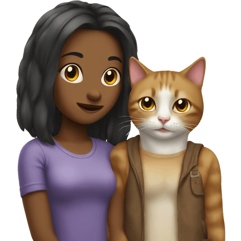 Cat with a girl emoji