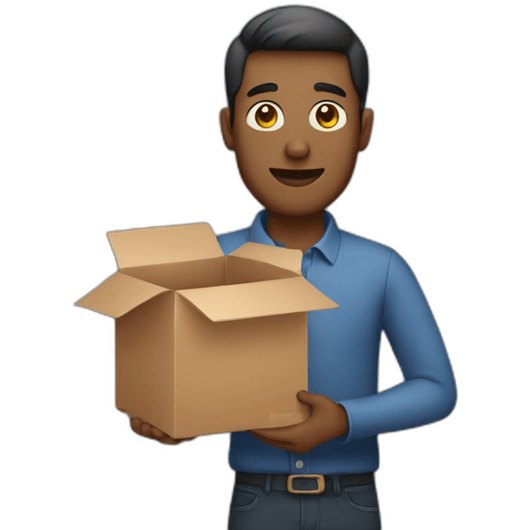 Man with box into the hands emoji