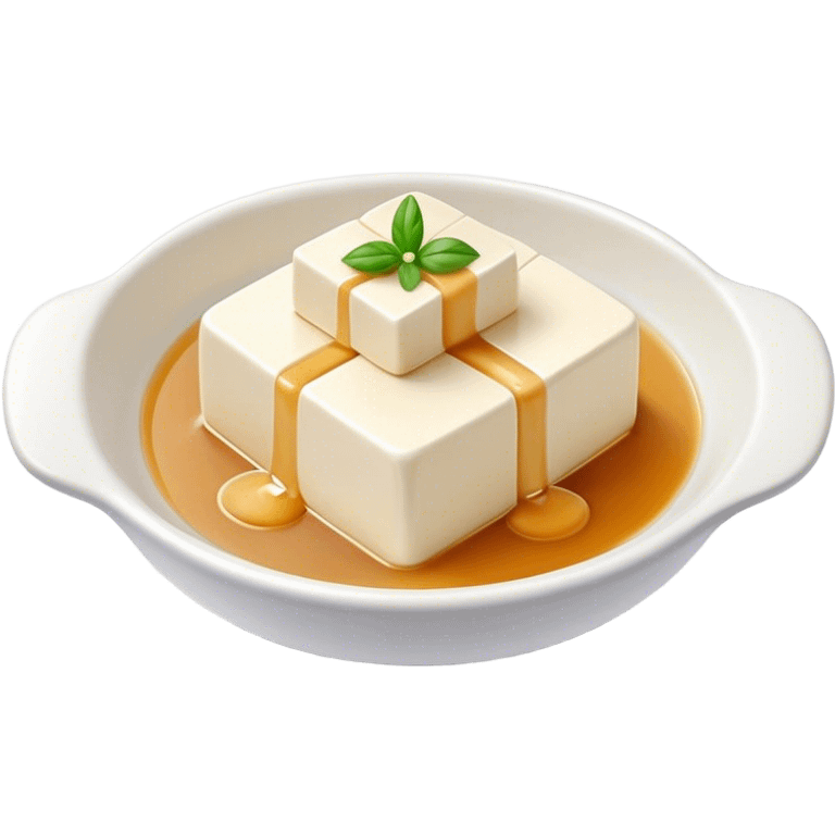 Cinematic Realistic Silken Tofu Dish Emoji, depicted as soft, smooth tofu in a delicate sauce rendered with lifelike detail and gentle, natural lighting. emoji