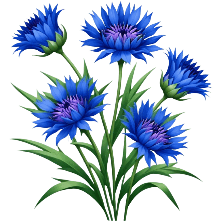 luxuriant, big bouquet Cornflower, stem, leaf emoji