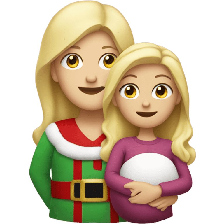 blonde pregnant woman with santa emoji