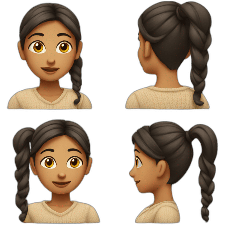 indian girl wearing sweater with hair in ponytail emoji