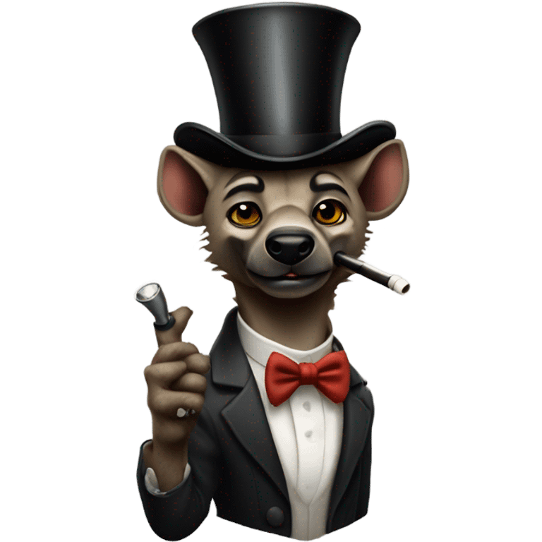 Male, muscular, hyena, smoking pipe, top hat, fancy, high class emoji