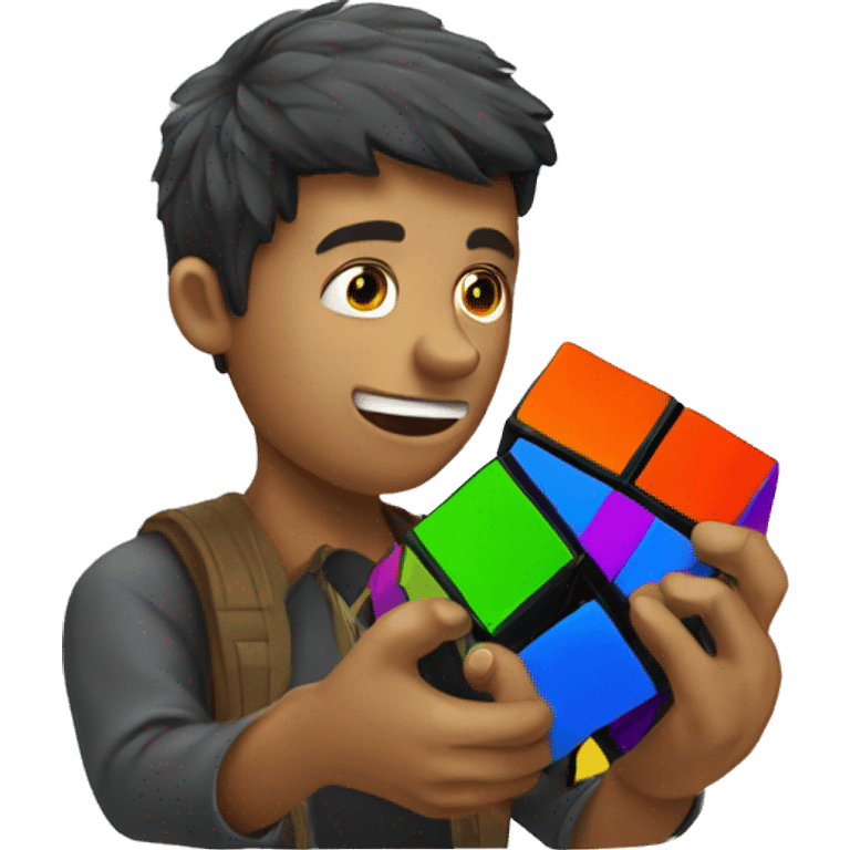 person solving rubiks cube emoji