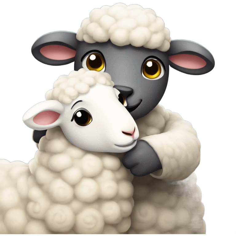 Sheep hugs sheep emoji