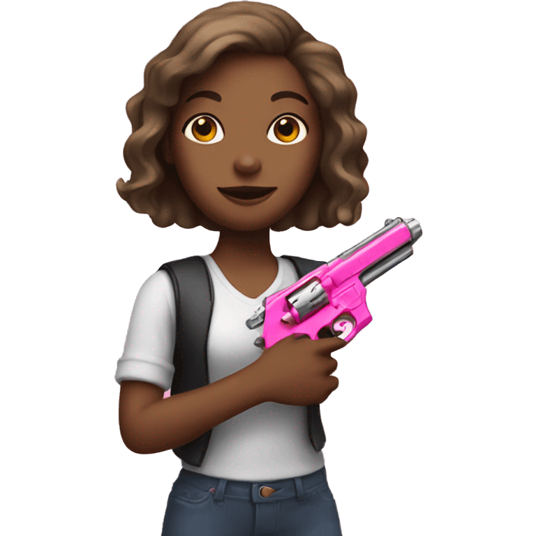 Girl hand holding a pink gun emoji