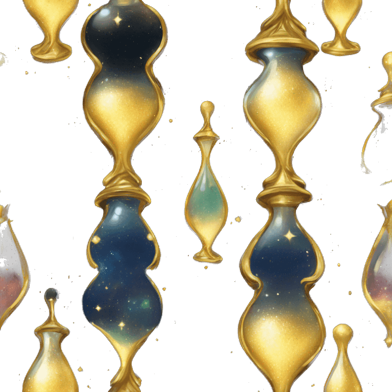 Gilded sparkling shimmering hourglass nebula galaxy golden emoji