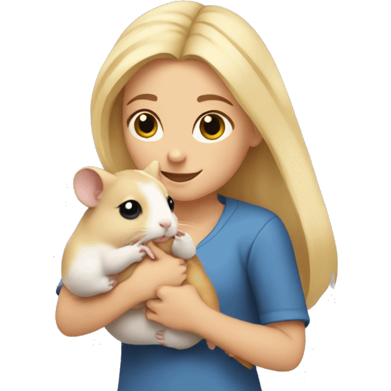 blonde girl holds three hamsters in her arms emoji